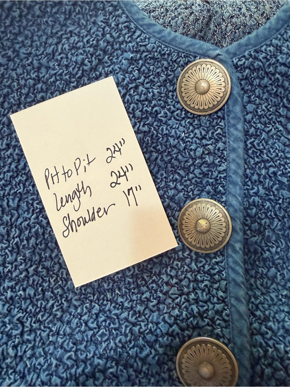 Double D Ranch Blue Textured Button-Front Vest - Picture 6 of 6